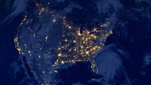 space view of united states continent at night