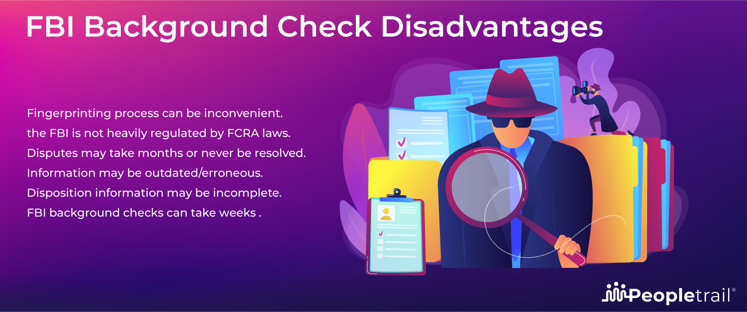 Infographic detailing disadvantages of FBI background checks