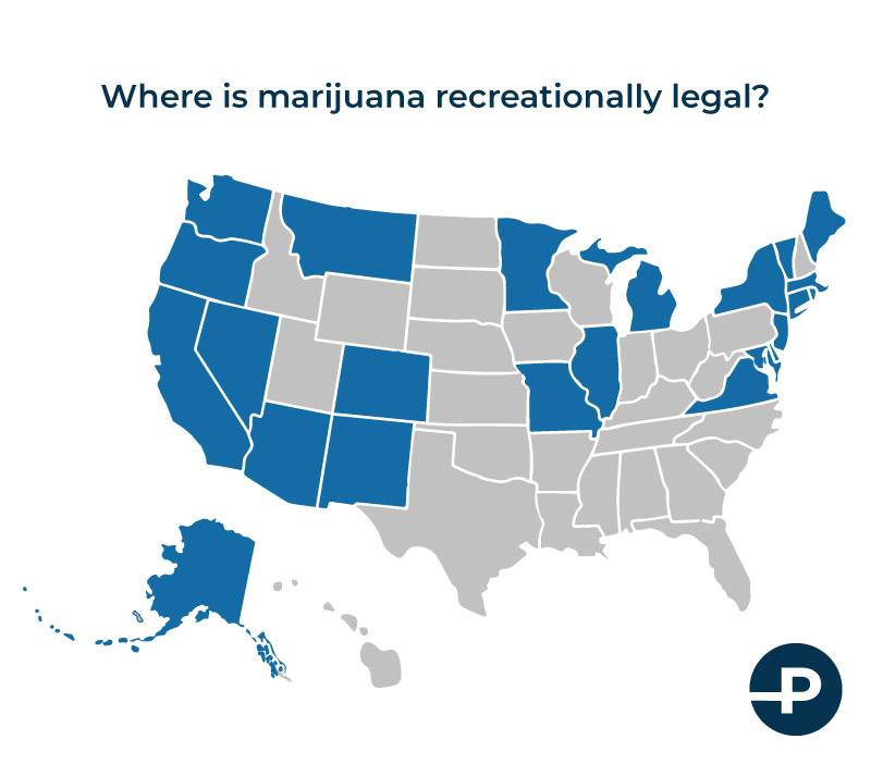 Graph depicting states where marijuana is recreationally legal