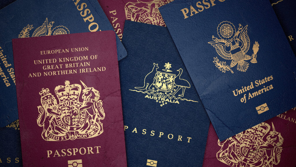 various passports communicating an identity screening concept
