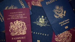 various passports communicating an identity screening concept