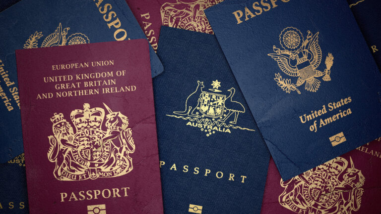 various passports communicating an identity screening concept